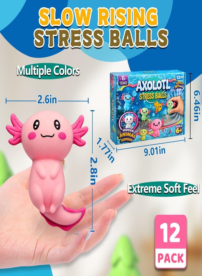 Teeanzo 12 PCS Squishy Fidget Toys, Slow Rising Stress Balls Soft Flour Filled Axolotl Cute Salamander Squeeze Sensory Toys Anxiety Relief for Adults Birthday Party Favor - Image 2