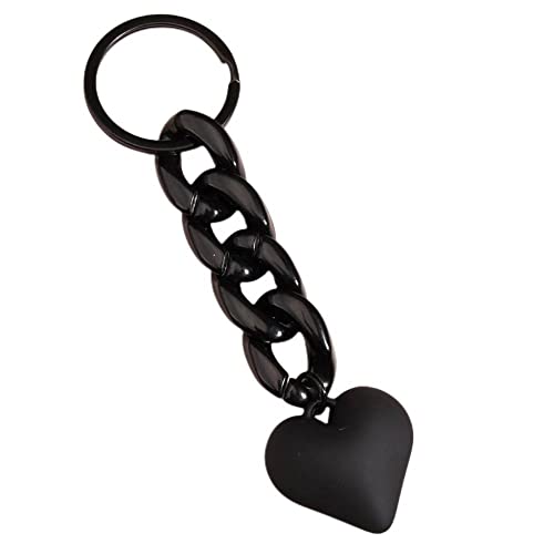 Lemua Black Heart Keychain for Women Cute Bag Charms for Handbags Purse Charm Acrylic Plastic Link Keychain Accessories for Car Keys Backpack - Image 1