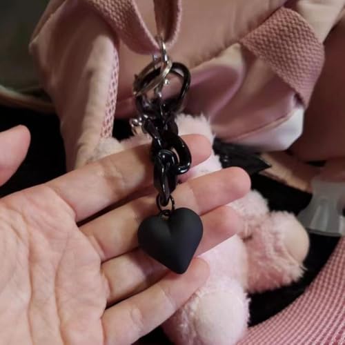 Lemua Black Heart Keychain for Women Cute Bag Charms for Handbags Purse Charm Acrylic Plastic Link Keychain Accessories for Car Keys Backpack - Image 4