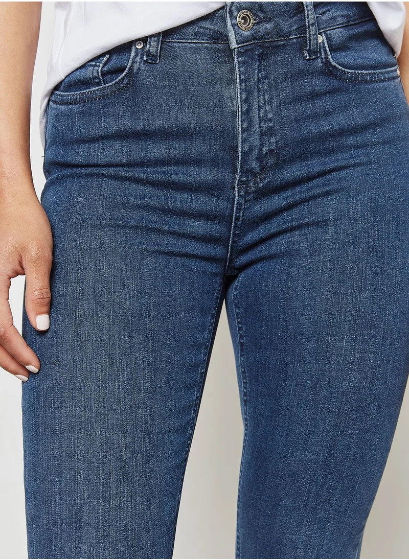 Ginger Contrast Raw Hem Skinny Jeans