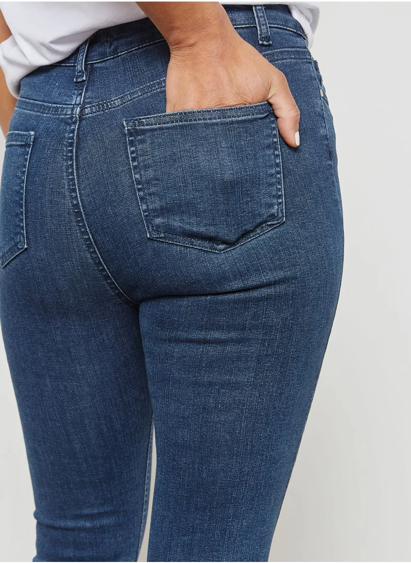 Ginger Contrast Raw Hem Skinny Jeans