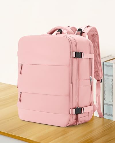 coowoz Large Travel Backpack Carry On for Women Man Gym Backpacks with Laptop Compartment Mochila de Viaje Teacher Personal Item Backpack Rucksack Airplane Accessories Must Haves Pink - Image 2