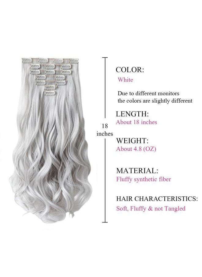 SYXLCYGG - Silver White Hair Extensions Clip Hair Extension 18" Wavy 5 Oz Synthetic Fluffy and not Tangled Cheap Hair Piece Women - Image 1