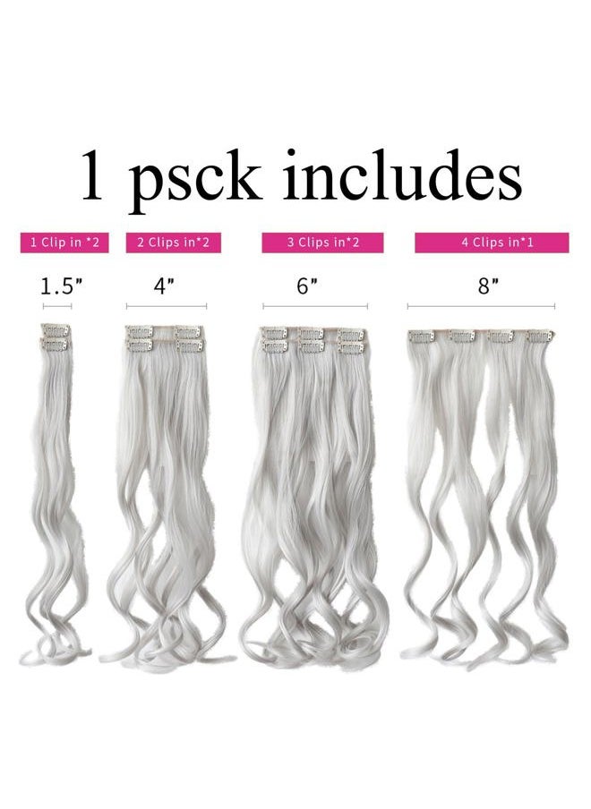 SYXLCYGG - Silver White Hair Extensions Clip Hair Extension 18" Wavy 5 Oz Synthetic Fluffy and not Tangled Cheap Hair Piece Women - Image 1