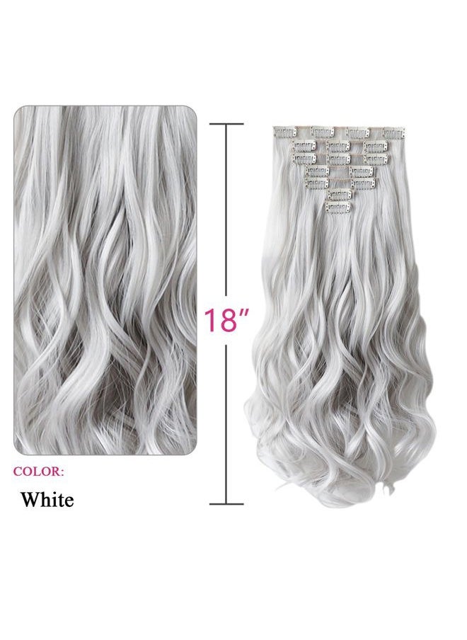 SYXLCYGG - Silver White Hair Extensions Clip Hair Extension 18" Wavy 5 Oz Synthetic Fluffy and not Tangled Cheap Hair Piece Women - Image 1