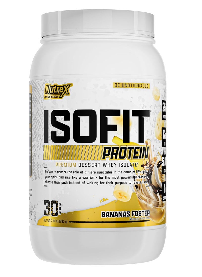 Nutrex Research IsoFit  Whey Protein Powder Instantized 100% Whey Protein Isolate Lactose-Fr| ee, Gluten-Free | Bananas Foster 2lbs, 30 Servings  990 g  - Image 1