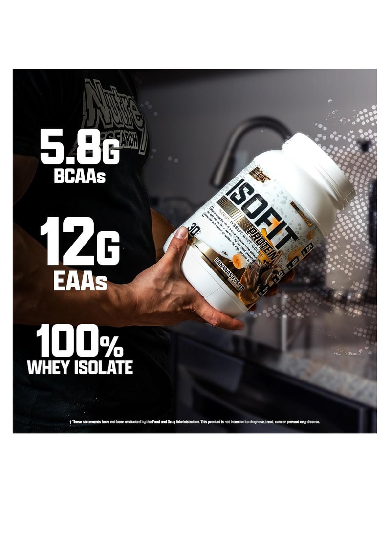 Nutrex Research IsoFit  Whey Protein Powder Instantized 100% Whey Protein Isolate Lactose-Fr| ee, Gluten-Free | Bananas Foster 2lbs, 30 Servings  990 g  - Image 4