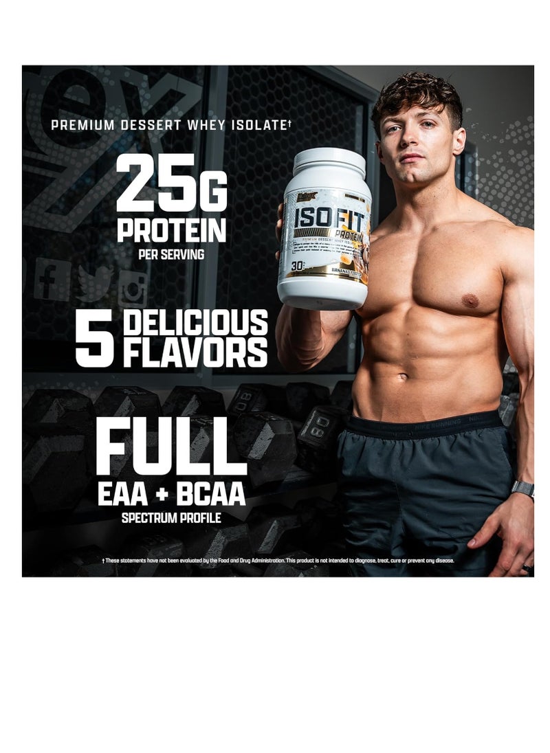 Nutrex Research IsoFit  Whey Protein Powder Instantized 100% Whey Protein Isolate Lactose-Fr| ee, Gluten-Free | Bananas Foster 2lbs, 30 Servings  990 g  - Image 3