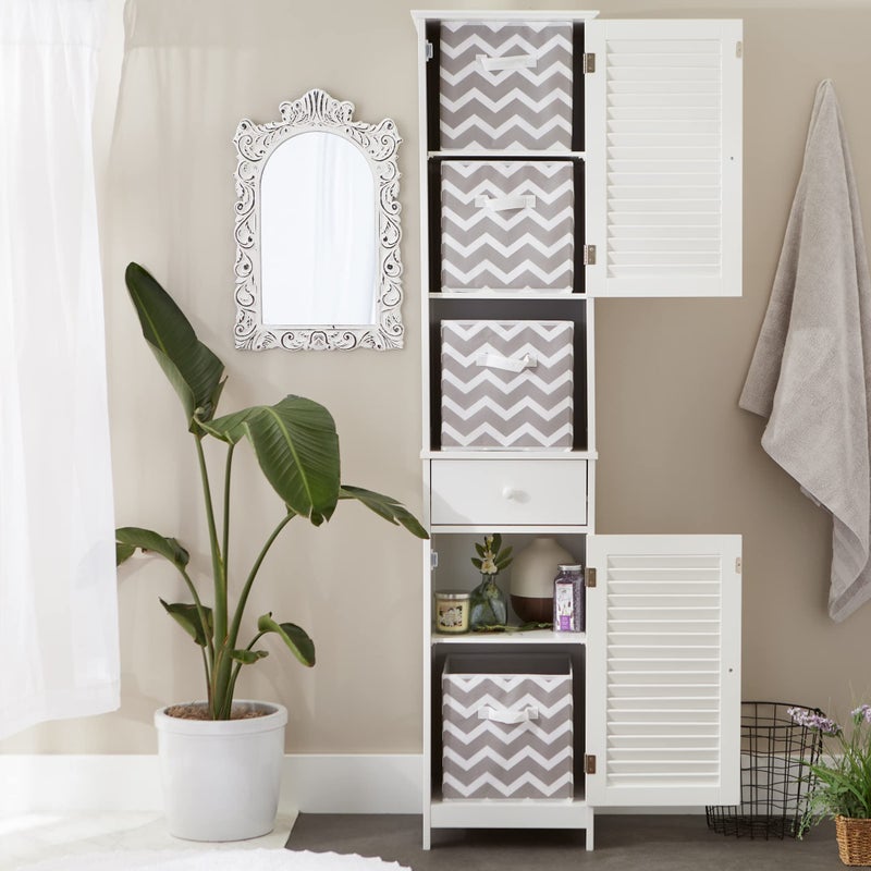 DII Non Woven Polyester Storage Bin, Chevron, Gray, Small Set of 4 - Image 5