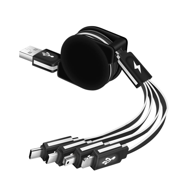 Kingback Multi Charging Cable 4 in 1 Multi USB Charger Cable Retractable Universal Multiple USB Charging Cord Adapter with Mini USB/IP/Micro USB/Type C Port for PS3/Samsung Galaxy/LG/HTC More [2Pack/3Ft] - Image 1