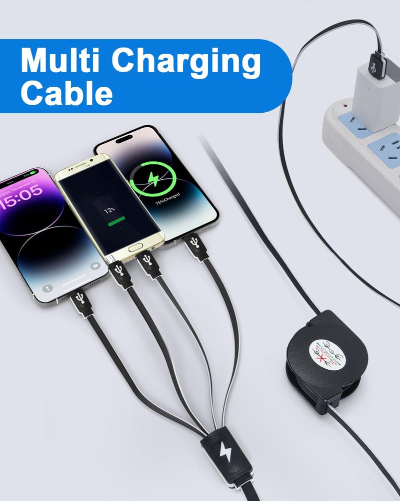 Kingback Multi Charging Cable 4 in 1 Multi USB Charger Cable Retractable Universal Multiple USB Charging Cord Adapter with Mini USB/IP/Micro USB/Type C Port for PS3/Samsung Galaxy/LG/HTC More [2Pack/3Ft] - Image 5