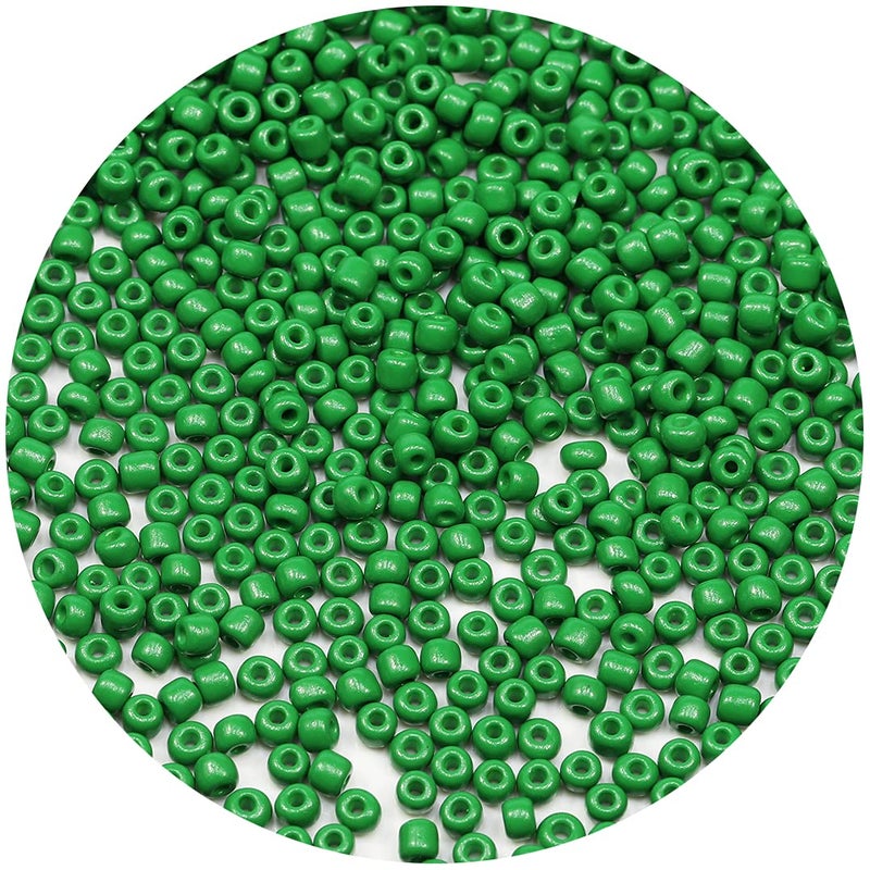 BalaFillic Green Color 4mm Seed Beads About 1200pcs100Grams in Bag 60 Glass Craft Beads for Making Bracelet and Necklace Green