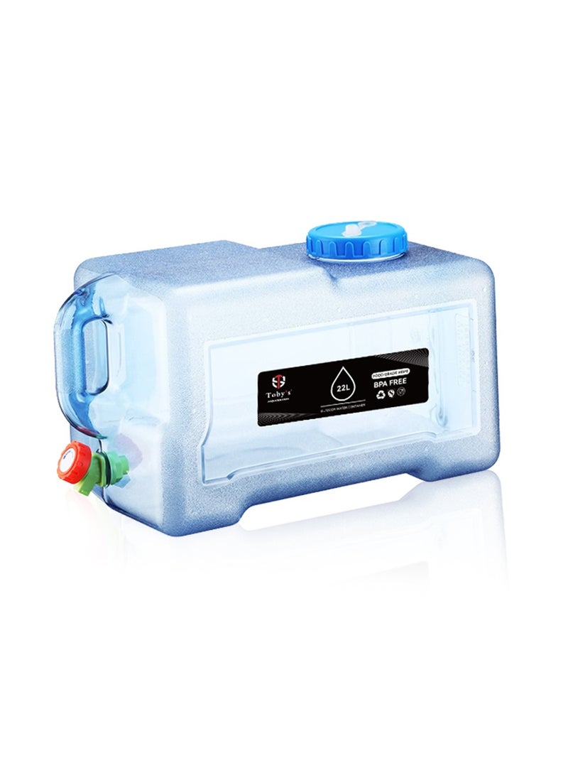توبّي – جيري كان شفاف 22 لتر لحفظ المياه الخارجية، بلاستيك غذائي HDPE خالي من BPA، أزرق، محمول، متين، للتخييم والمشي والطوارئ - Image 1