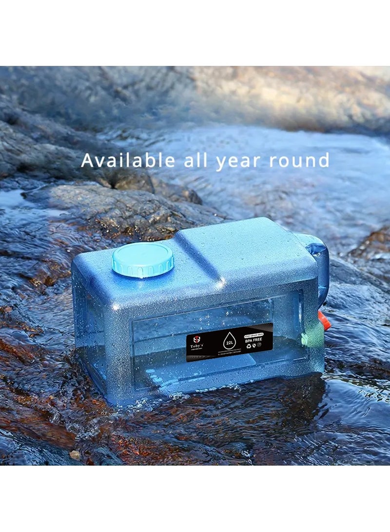 توبّي – جيري كان شفاف 22 لتر لحفظ المياه الخارجية، بلاستيك غذائي HDPE خالي من BPA، أزرق، محمول، متين، للتخييم والمشي والطوارئ - Image 5