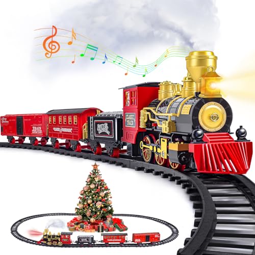 Letapapa Train Set Christmas Train Sets for Under The Tree Electric Train Toy for Boys  Girls Toy Train wSteam Locomotive Tracks Lights  Sound for 3 4 5 6 7 8 Year Old Kids - Image 1