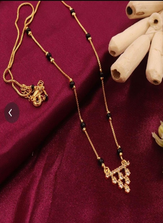 قلادة مانجالسوترا قصيرة من AAIKU مطلية بالذهب المصقول ومرصعة بالألماس الأمريكي، بطول 18 بوصة، هدية مثالية لحفلات الزفاف والذكرى السنوية والمناسبات الخاصة للنساء - Image 2