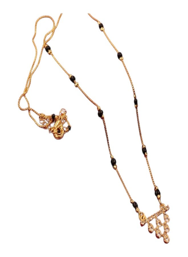 قلادة مانجالسوترا قصيرة من AAIKU مطلية بالذهب المصقول ومرصعة بالألماس الأمريكي، بطول 18 بوصة، هدية مثالية لحفلات الزفاف والذكرى السنوية والمناسبات الخاصة للنساء - Image 1