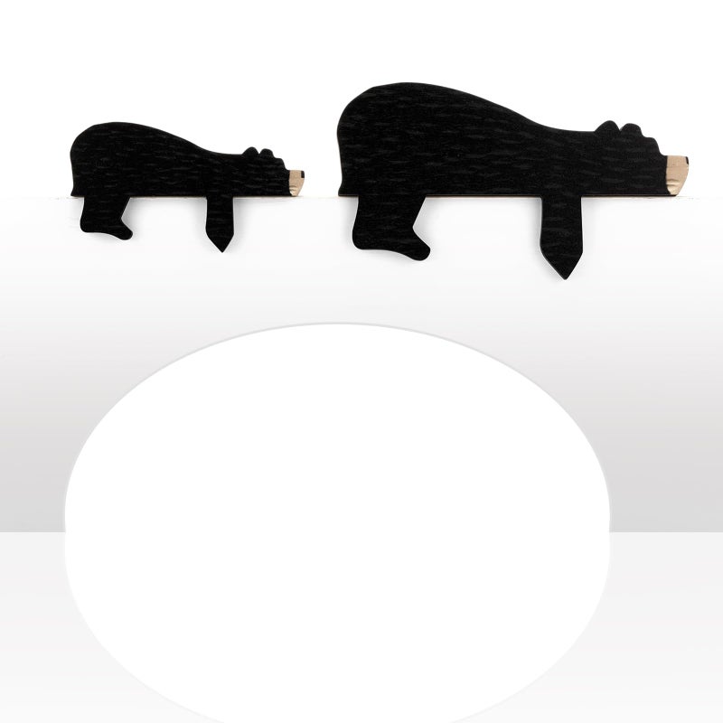 Threehoney 2 Pcs Black Wooden Bear Door Topper Decor Adorable Bear Shape Art Door Hinge Topper Sleeping Shape Nursery Decor Statue Forest Animal Corner for Birthday Party Home Office Bedroom Aesthetic - Image 1