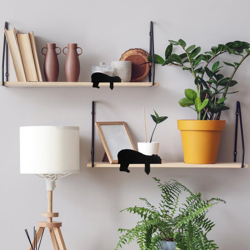 Threehoney 2 Pcs Black Wooden Bear Door Topper Decor Adorable Bear Shape Art Door Hinge Topper Sleeping Shape Nursery Decor Statue Forest Animal Corner for Birthday Party Home Office Bedroom Aesthetic - Image 4