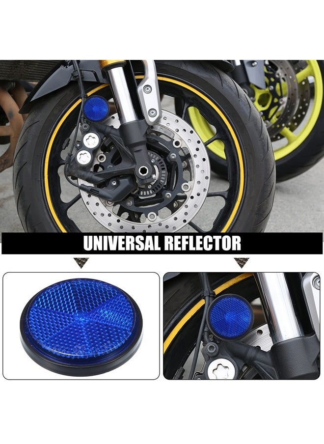 X AUTOHAUX - 2 Pcs Universal Round Shape Reflector for Motorcycle Garbage Cans Car Trailer Truck and Bike Blue - Image 1