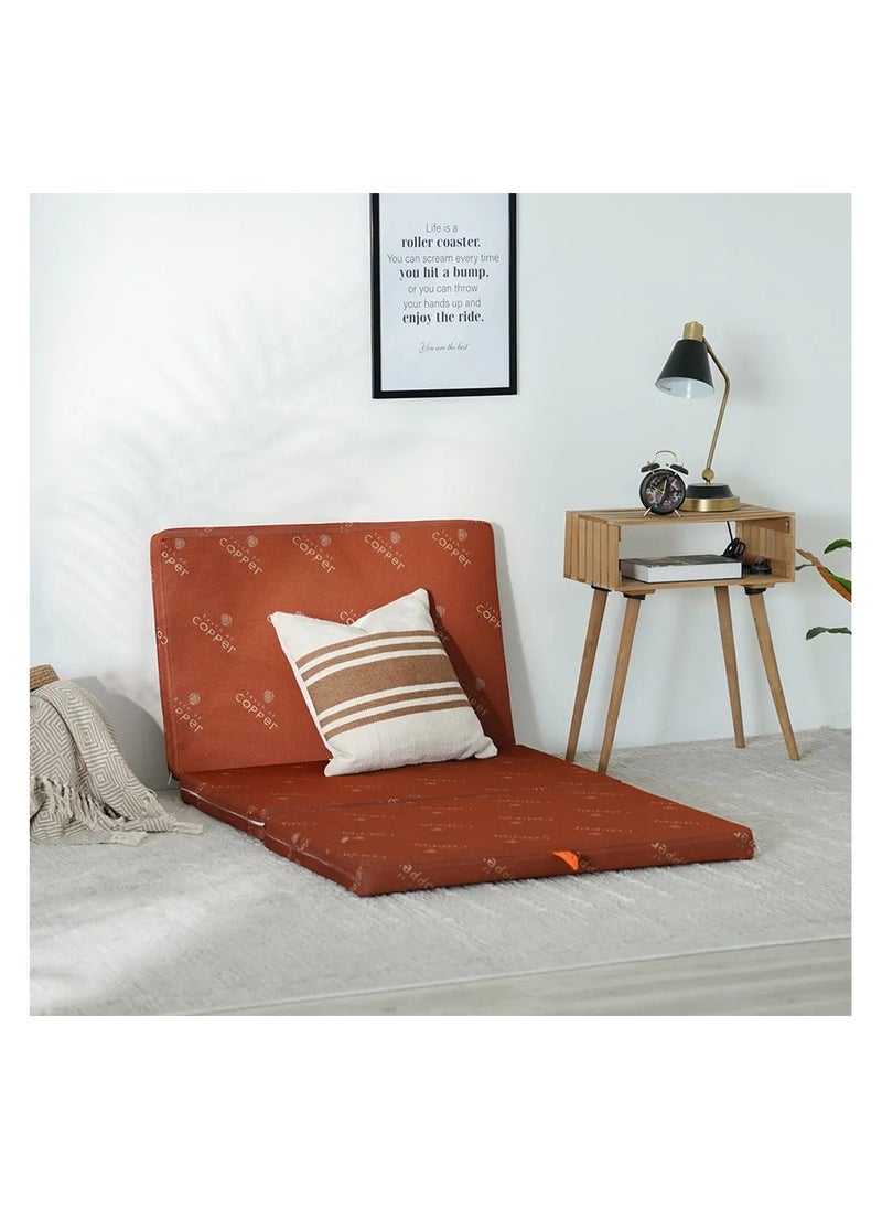 DANUBE HOME هيوستن بامبو مرتبة مفردة رغوية قابلة للطي متوسطة الحجم ذات ملمس طبي أورثو 180x90x6 سم نحاس  - Image 1
