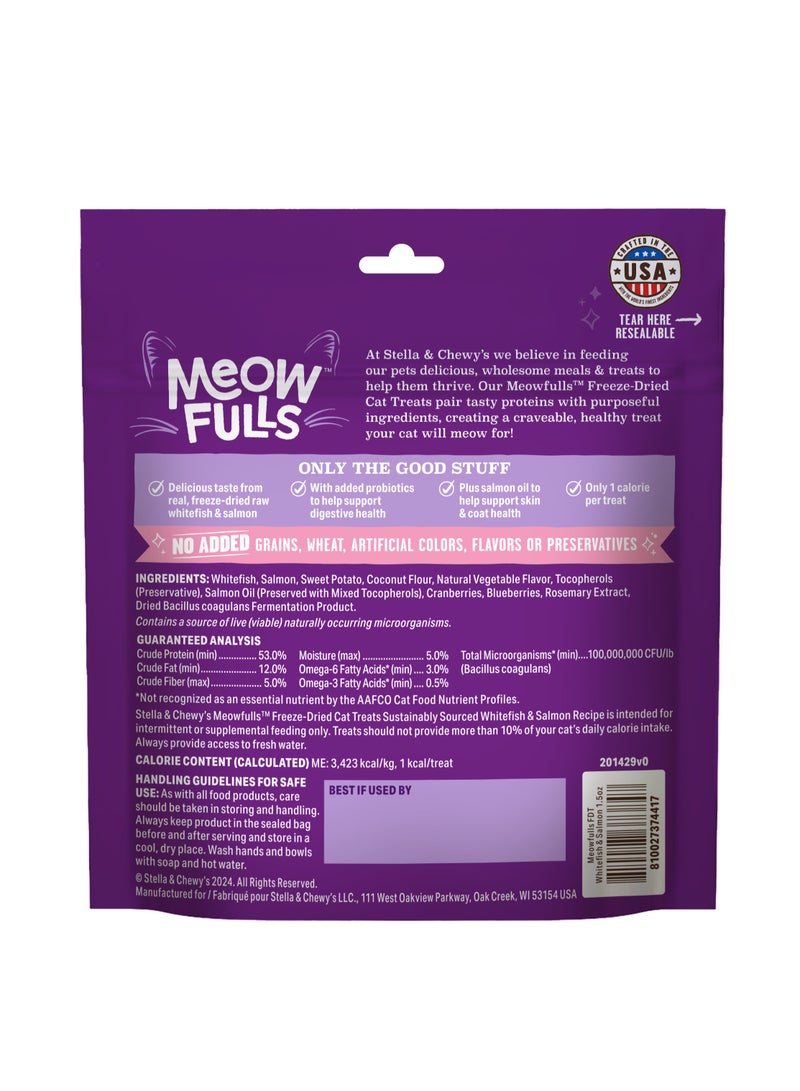 Stella & Chewy's Meowfulls Freeze Dried Cat Treats Whitefish Salmon Recipe Bag 42.5G - Image 2