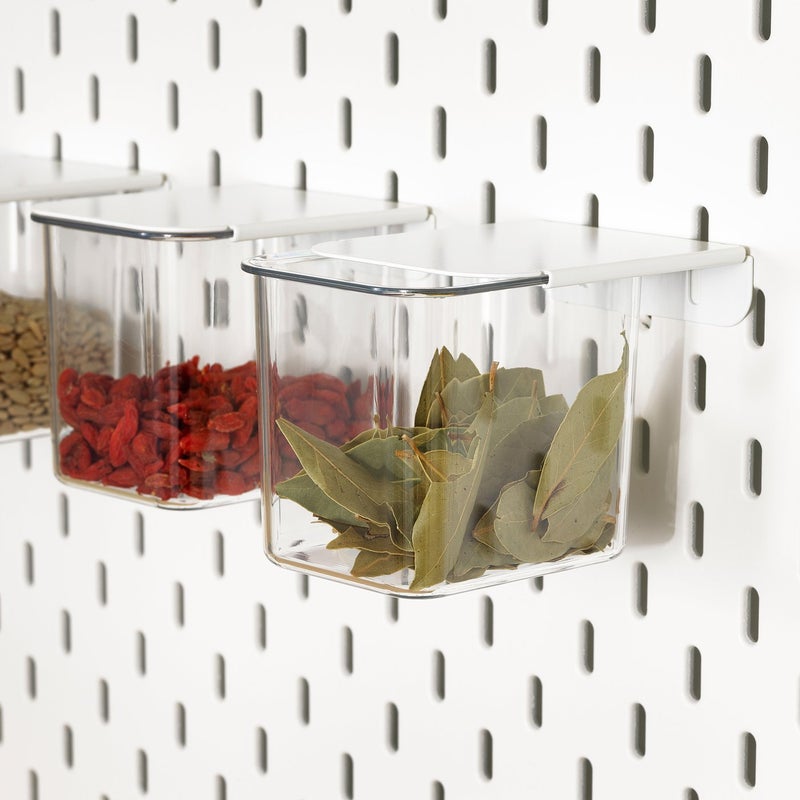 Skadis Storage Containers with Lids, Transparent/White, 3 Pack - Image 2