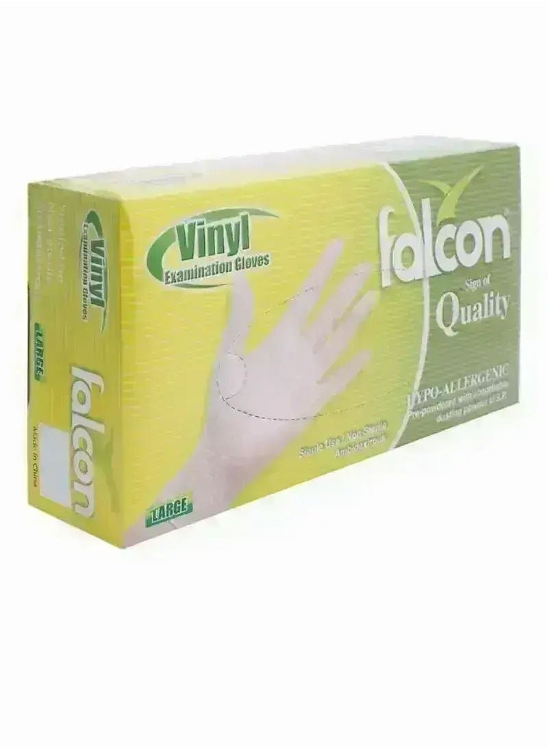 Falcon Hypoallergenic Vinyl Gloves, L 
