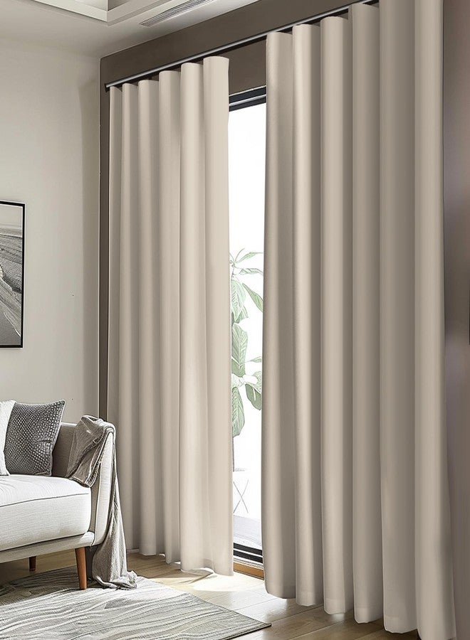 Cbsroro Room Divider Blackout Curtain Track Curtains Wall Dividers Panels Screen for Living Rooms Bedroom Office Privacy Partition Separation, W180 × L96 Inch,1 Panel, Beige - Image 3