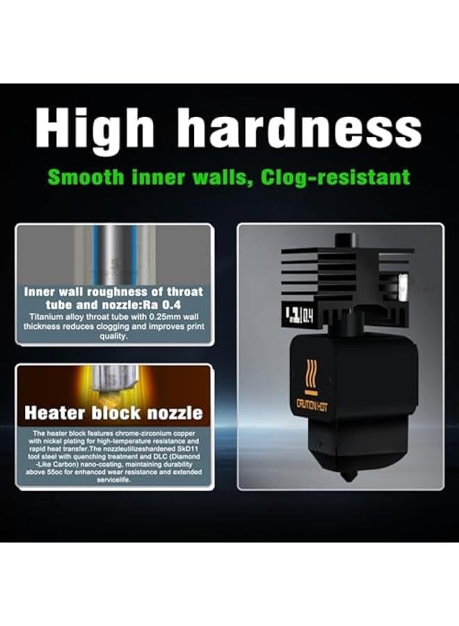 Arabest Upgraded 2Pcs 0.4mm H2D Hotend Kit for Bambu Lab H2D Combo/H2D Laser/A1/A1MINI, High Temp and Quick Swap Hardened Steel Nozzle Replacement 3D Printer Extruder with 2Pcs Silicone Sock  - Image 2