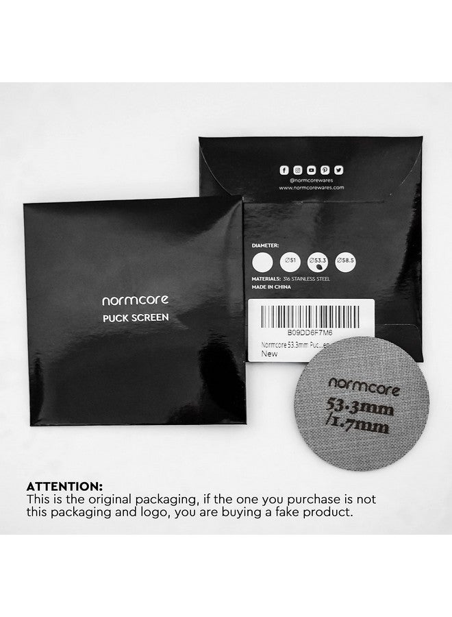نورمكور شاشة Normcore Puck مقاس 53.3 مم - شاشة دش سفلية - شاشة اتصال معدنية لسلة فلتر الإسبريسو مقاس 54 مم - سمك 1.7 مم 150 ميكرومتر - فولاذ مقاوم للصدأ 316 - Image 2