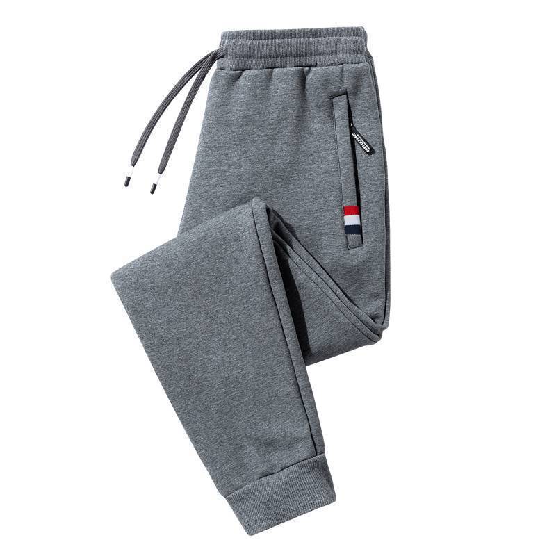 Lamb Fleece Mens Sweatpants fleece-lined Thickened Sports Pants Anti-theft Zipper Anti-theft Outer Wear Casual Sports Pants Trend Red label zipper toe dark gray (regular)