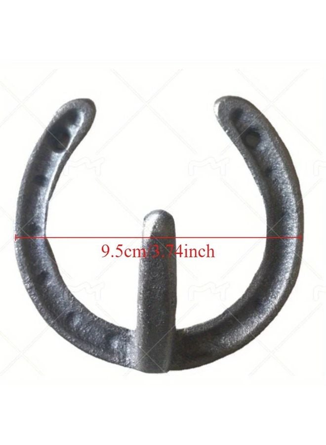 Industrial Rustic Cast Iron Horseshoe Wall Hook Heavy Duty Storage For Coats Hats Towels - Image 5