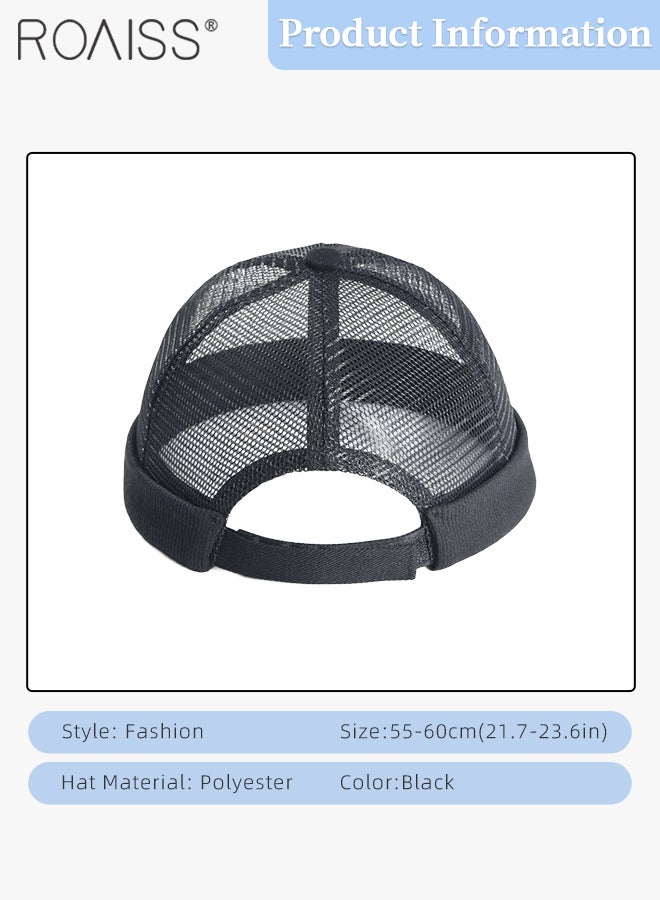 roaiss Mesh Breathable Dome Cap for Men and Women, Fashionable Casual Cuff Brimless Hat, Handsome Street Hip-hop Hat, Adjustable Beanie Docker Cap  - Image 2