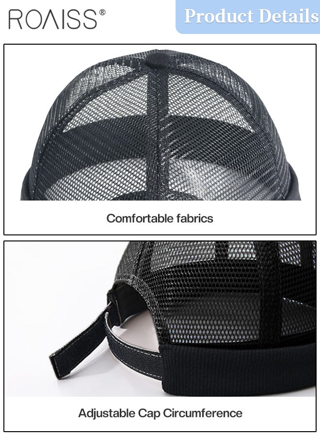 roaiss Mesh Breathable Dome Cap for Men and Women, Fashionable Casual Cuff Brimless Hat, Handsome Street Hip-hop Hat, Adjustable Beanie Docker Cap  - Image 3