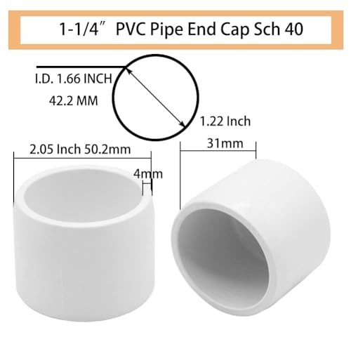 YSIL 114 PVC Pipe End Cap FittingSchedule 40 Plug Adapter Connector Socket White for DIY Structure Garden Shelf 10 Pack - Image 3