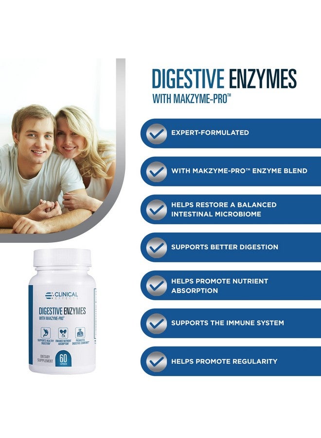 Clinical Effects Digestive Enzymes With Makzymepro Gut Health Enzyme And Probiotic Supplement To Support Digestion Nutrient Absorption Digestive Comfort 60 Vegan Supplement Capsules Usa Made - Image 4