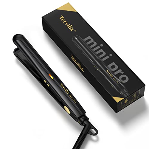 Terviiix Mini Flat Iron for Short Hair Temperature Adjustable, 1/2 Inch Mini Small Portable Ceramic Travel Hair Straightener for Men, Black - Image 1