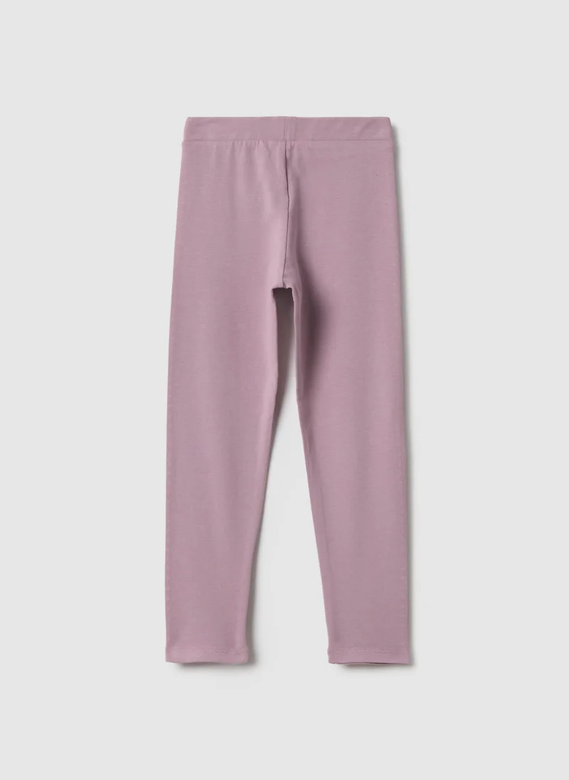 او في اس Ovs Girls' Stretch Cotton Pink Skinny Fit Leggings