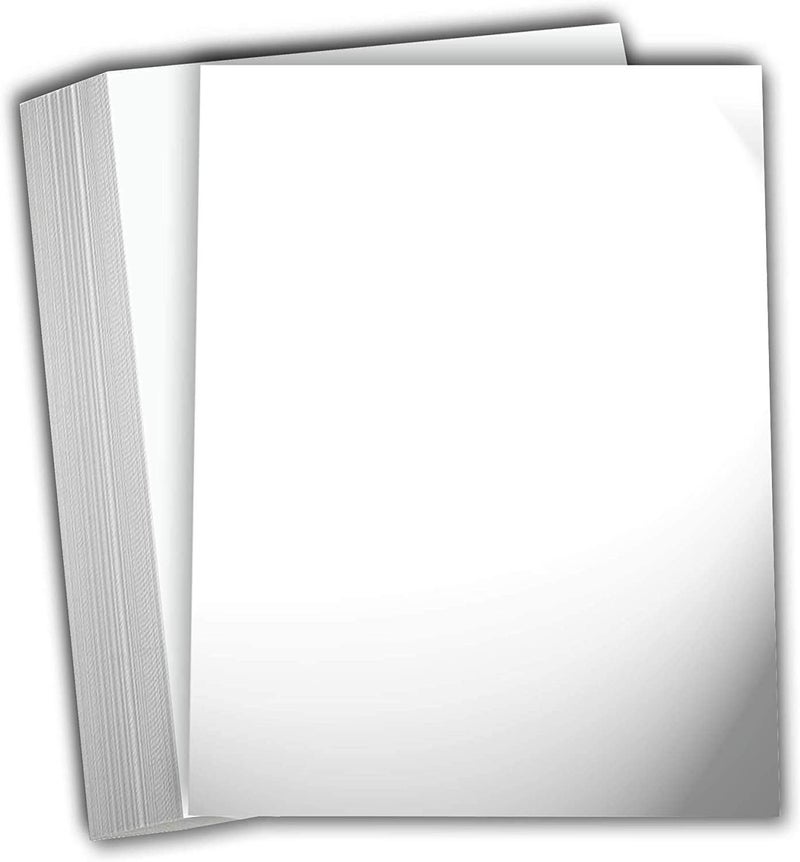 Hamilco White Glossy Cardstock Paper 8 1/2 x 11" 100 lb Cover Card Stock 50 Pack - Image 1