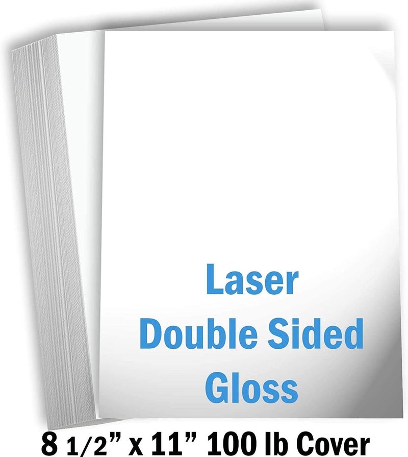 Hamilco White Glossy Cardstock Paper 8 1/2 x 11" 100 lb Cover Card Stock 50 Pack - Image 2