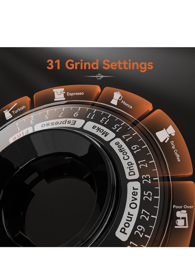 هيبرو مطحنة قهوة واحدة HIBREW G3A ، تدعم فلتر القهوة 51 و 58 ملم. 31 مستوى من إعدادات الدقة ، مطحنة كهربائية لغلايات الضغط التركية / الإسبريسو / موكا / بالتنقيط / الفرنسية - Image 2
