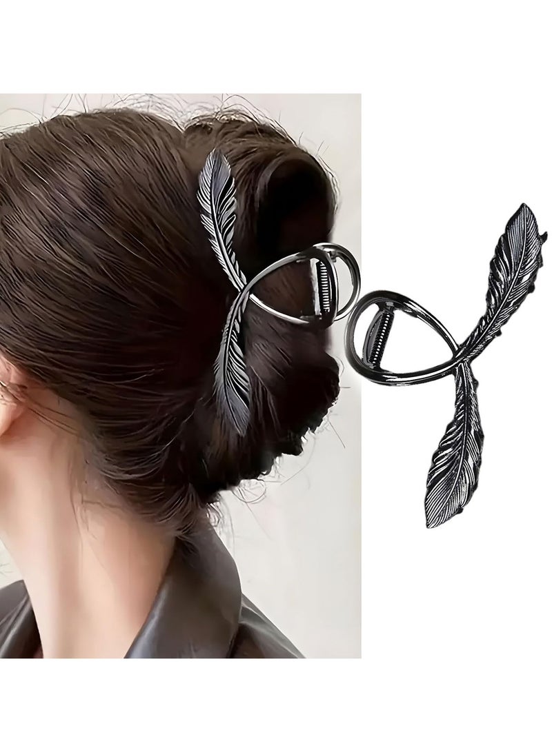 Goolsky Retro Deciduous Feather Grab Clip, Back Of The Head, Hair Volume, Hairpins, Women's Twist Plate Hair, Large Shark Clips, High-quality Cross Hairpins, Headwear - Image 1