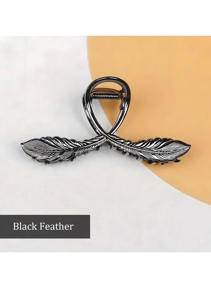 Goolsky Retro Deciduous Feather Grab Clip, Back Of The Head, Hair Volume, Hairpins, Women's Twist Plate Hair, Large Shark Clips, High-quality Cross Hairpins, Headwear - Image 2