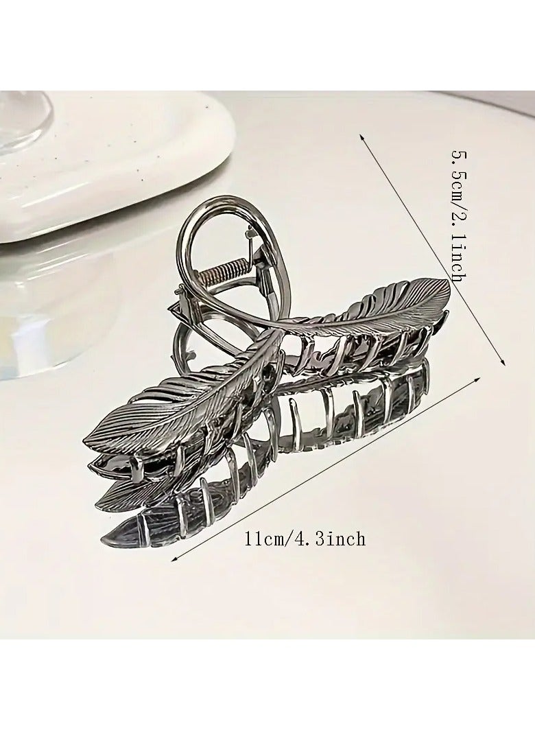 Goolsky Retro Deciduous Feather Grab Clip, Back Of The Head, Hair Volume, Hairpins, Women's Twist Plate Hair, Large Shark Clips, High-quality Cross Hairpins, Headwear - Image 3