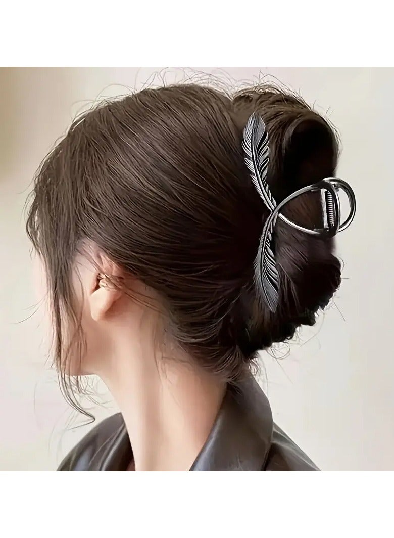 Goolsky Retro Deciduous Feather Grab Clip, Back Of The Head, Hair Volume, Hairpins, Women's Twist Plate Hair, Large Shark Clips, High-quality Cross Hairpins, Headwear - Image 5