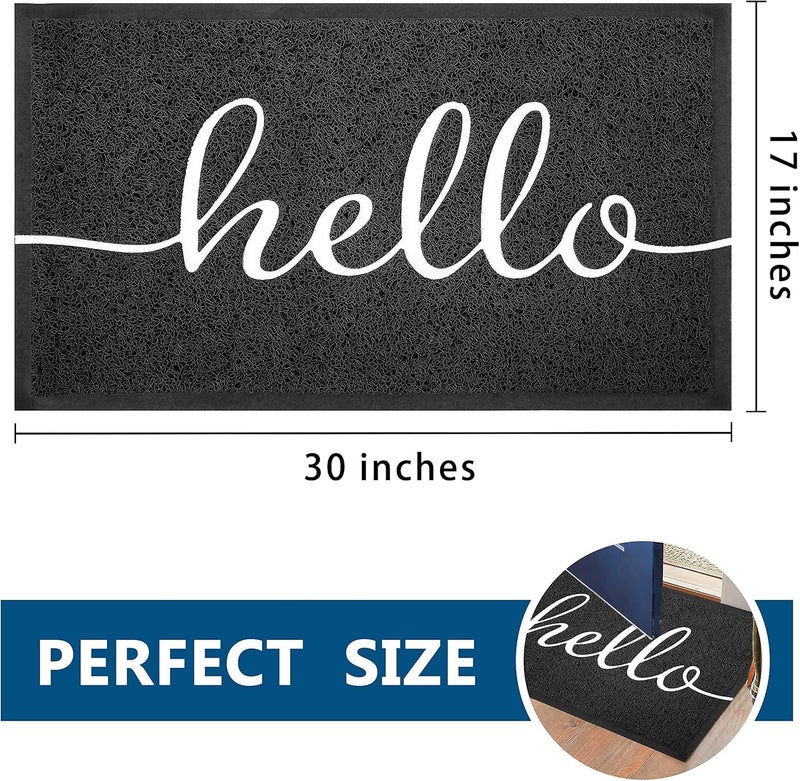 EARTHALL Door Mat Outside Inside Hello Doormat, 30"x17.5", Durable Floor Mat Non Slip Mat Ultra Absorb Mud Easy Clean Front Doormat for Garage, Entryway, Patio, High Traffic Areas, Black - Image 3