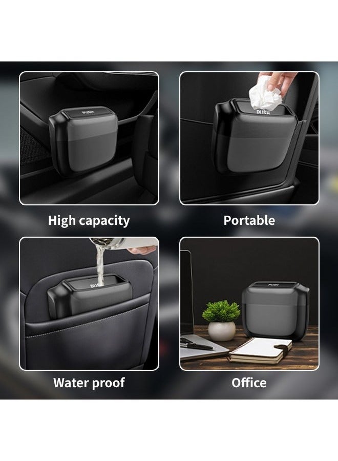 Generic Hanging Car Trash Can Leakproof Car Trash Bin Square Small Car Trash Basket With Lid Car Storage Accessories For Car, Home, Office, Kitchen, Bedroom With 30 Trash Bags  - Image 3