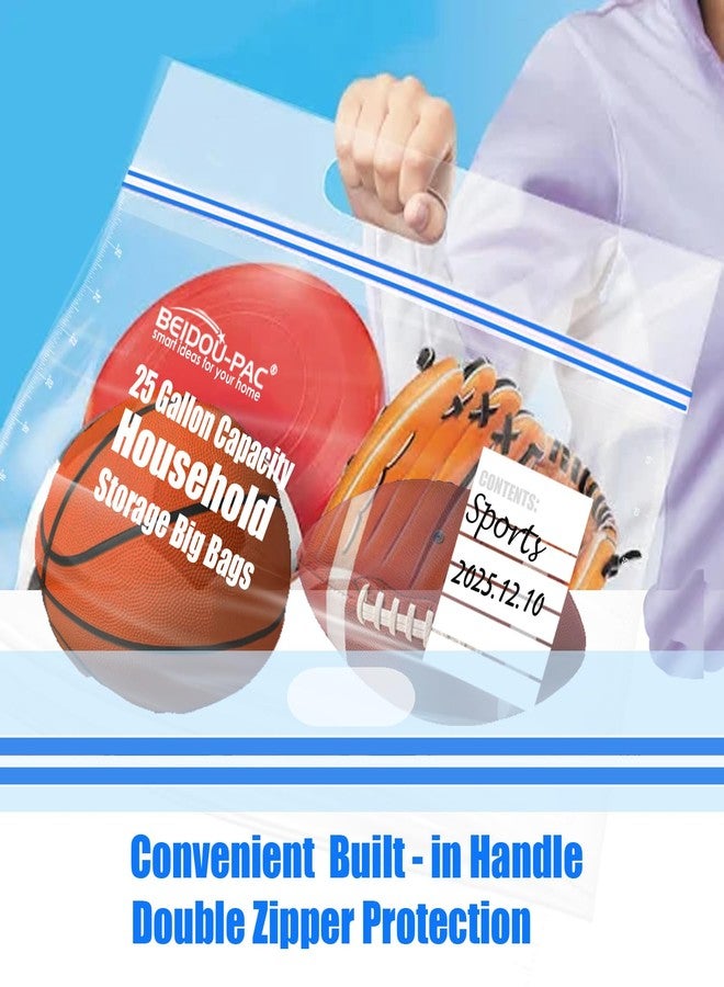 BEIDOU-PAC 25 Gallon Jumbo Storage Bags with Handle, 15 Count | Double Zipper Seal | Expandable Bottom, Resealable Clear zip Bags for Home, Travel, Moving, Commercial and Outdoor - Image 3