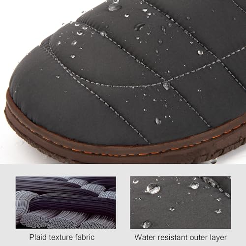 LongBay Men's Outdoor Slippers Two Tone Memory Foam Slip On Indoor House Shoes bedroom Loafers Grey, 10 - Image 3